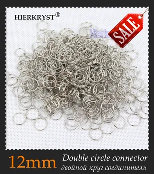 

HIERKRYST 100pcs/lot Slivery Ring Double Circle Chandelier Connectors 12mm Jewelry Open Jump Rings