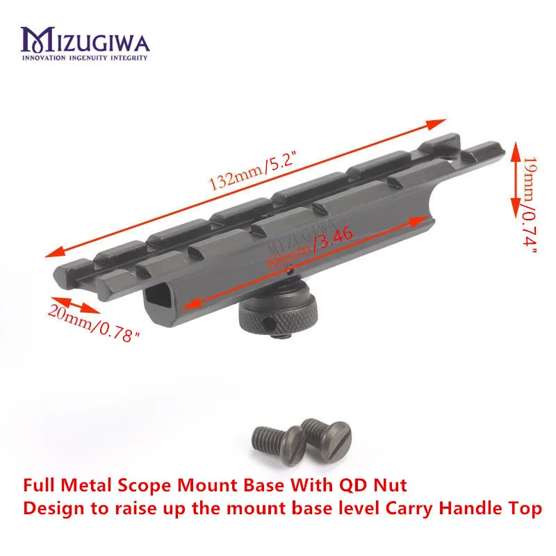 التكتيكية AR15 M4 M16 تحمل مقبض نطاق جبل ويفر 20 مللي متر Picatinny السكك الحديدية قاعدة 12 فتحات Flat Top بندقية مسدس الادسنس الصيد