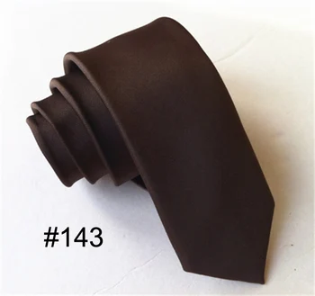 

5cm width Skinny slim tie TOP quality Woven necktie solid coffee