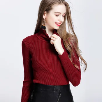 

Nonis Knitting Turtleneck Pullover Long Sleeve Autumn Winter Sweater Women Sexy Elastic Streetwear Slim Jumper 2019 Casual