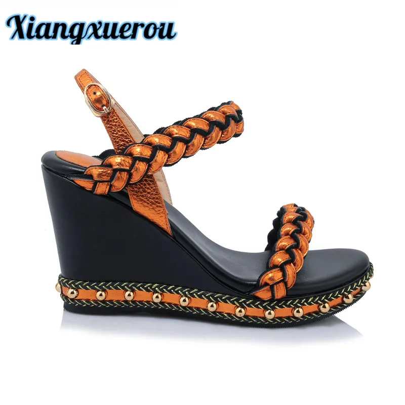 

Xiangxuerou 2017 new summer top layer of leather women's shoes full leather women's shoes with beautiful fashionable personalit