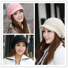 Горячее предложение! Распродажа! Корейский и японский стиль зимние брендовые новые модные вязаные женские повседневные шапки Теплые береты женские меховые шапки на плоской подошве 7 ярких цветов