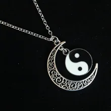 Эмаль Тай Чи сплетни Инь Ян и полумесяц лунные ожерелья дизайн кулон ожерелье для женщин чокер колье Wicca языческий готический