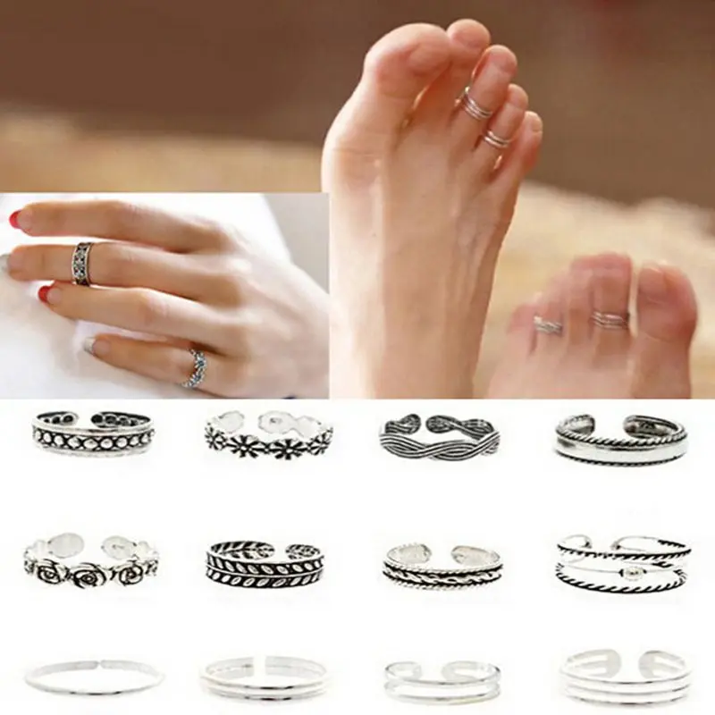 12pcs wholesale ring sets mix celebrity fashion simple retro carved flower adjustable toefoot ring finger ring women jewelry - Simple Wedding Ring Sets 12pcs wholesale ring sets mix celebrity fashion simple retro carved flower adjustable toefoot ring finger ring women jewelry - Simple Wedding Ring Sets