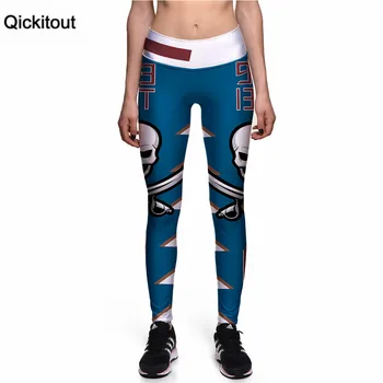 

Qickitout Leggings 2016 Fashion Skull 3D Print High Waist Leggings Relaxation Fitness Trousers New Pants Drop shipping