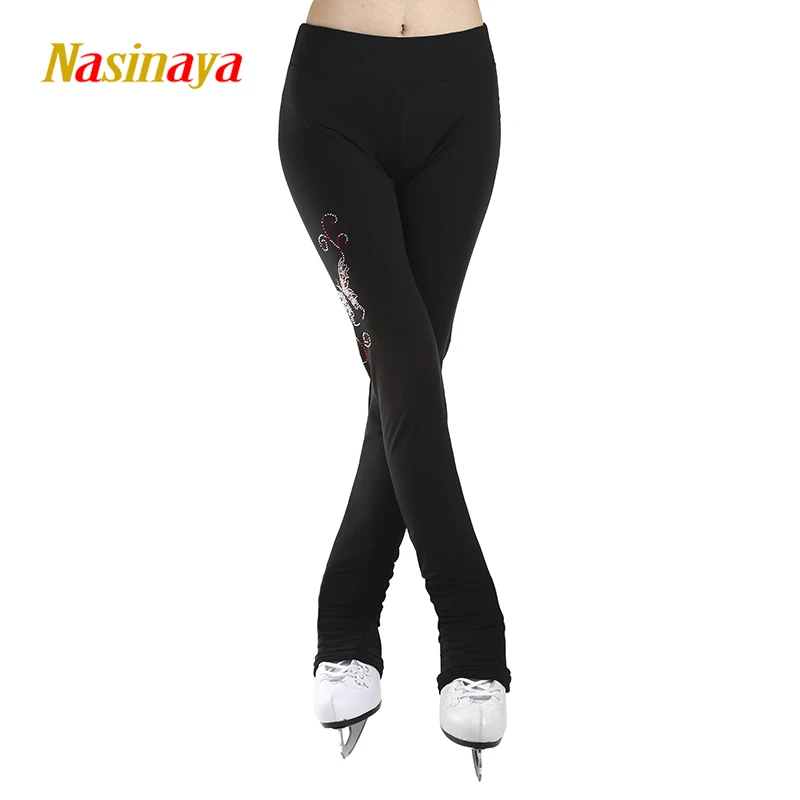Figure skating pants women's skating pants/trousers black spandex girls training competition suit