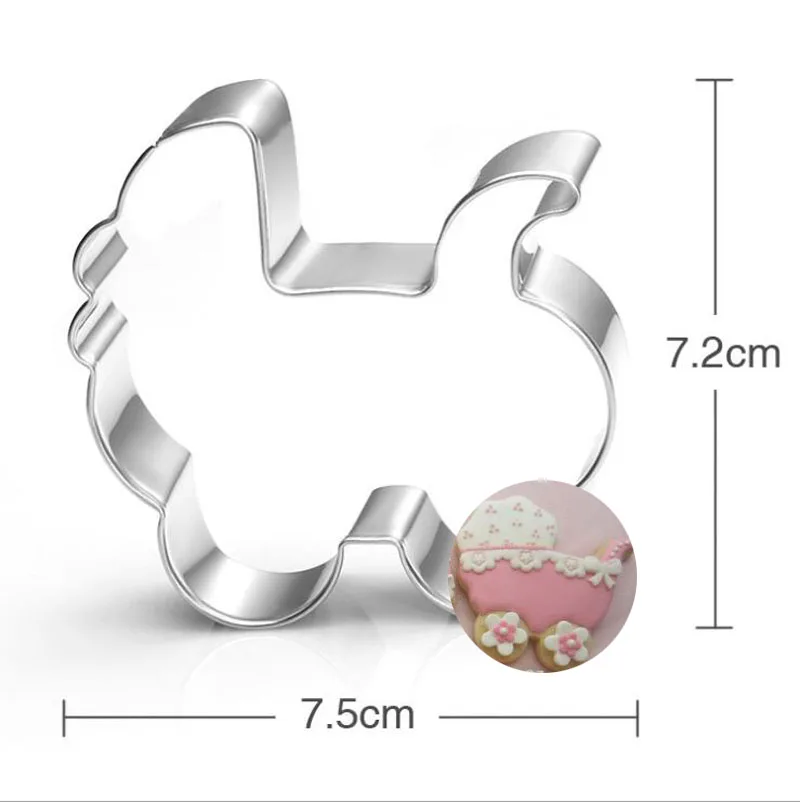 5pcs patisserie reposteria Bakeware Baby Carriage Rainbow Fondant Cake Decor Tools Metal Cookie Cutter Chocolate Biscuit Mold