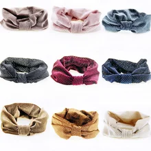 Урожай Knotted Dot Hairband Корейский Эластичный Блестящий Ткань Платок Твист Повязка Оголовье