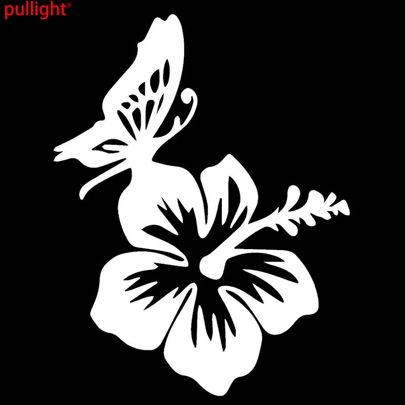 Hibiscus and Butterfly Vinyl Car Styling Beautiful Stickers Fashion Personality Creative Classic Attractive Car Body Decal