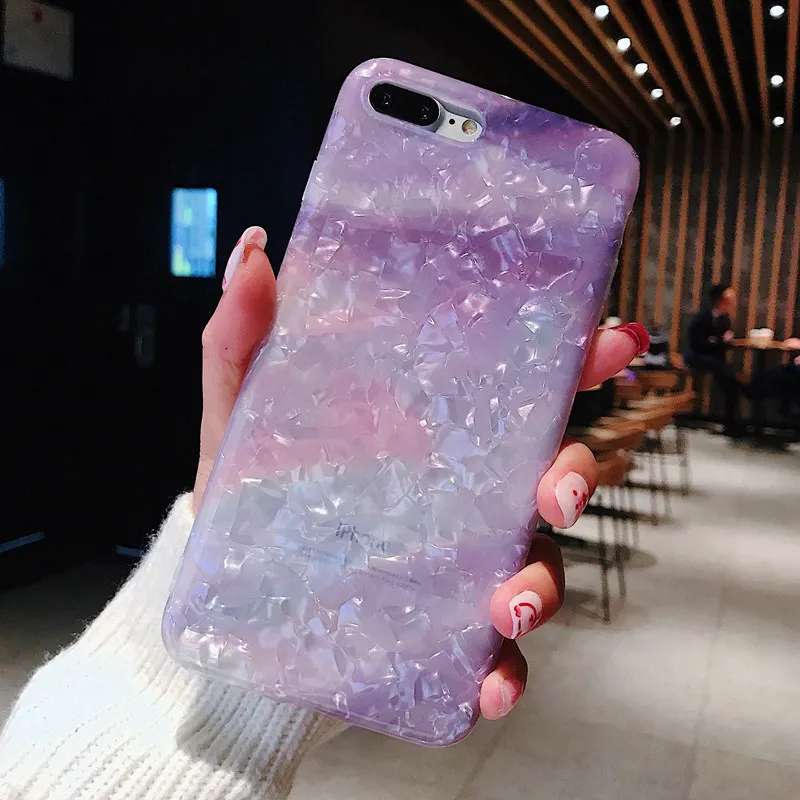 

Crystal Gradient Purple Case For iPhone 7 6 6S 8 Plus 7Plus Silicone TPU Case for iPhone X XS Max XR S Soft Back Cover Fudas