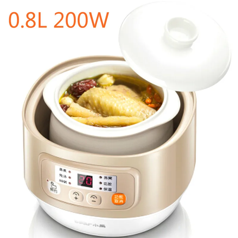 

22%,Ceramics Slow Cooker Water Stew Pot 0.8L 200W Smart Reservation+Timing Electric Slow Cooker Automatic Insulation Anti-dry