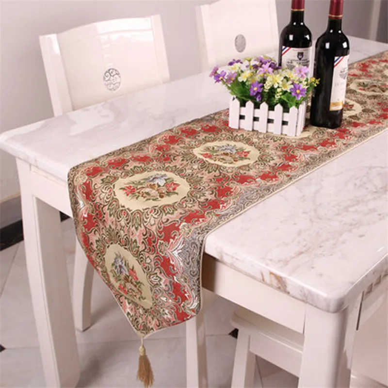 Chinese Style Embroidered Jacquard TV Table Runner Elegant Party