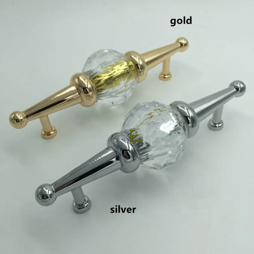 

128mm modern simple fashion clear acrylic kitchen cabinet wardrobe door handles 5" silver gold chrome dresser door pulls knobs