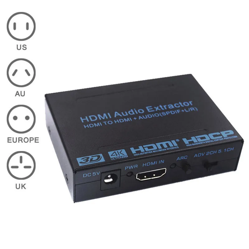 

New HDMI to HDMI Audio Extractor Converter Adapter SPDIF + R/L 4K ARC EDID Setting Audio Extractor 4K*2K GDeals