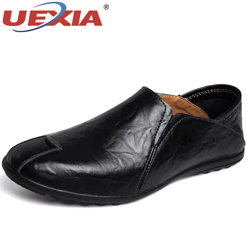 

UEXIA Slip on Men Casual Leather Loafers Slip on Male Moccasins Leather Driving Shoes Blue Black Man Fashion Flats Sneakers