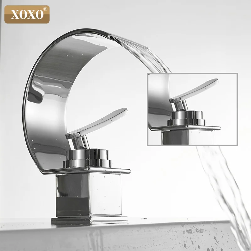 Günstig XOXO Becken Wasserhahn Kaltes und Heißes Wasser Wasserfall Bad Wasserhahn Einzigen handgriff Waschbecken Mischbatterie Deck Berg Torneira 21025