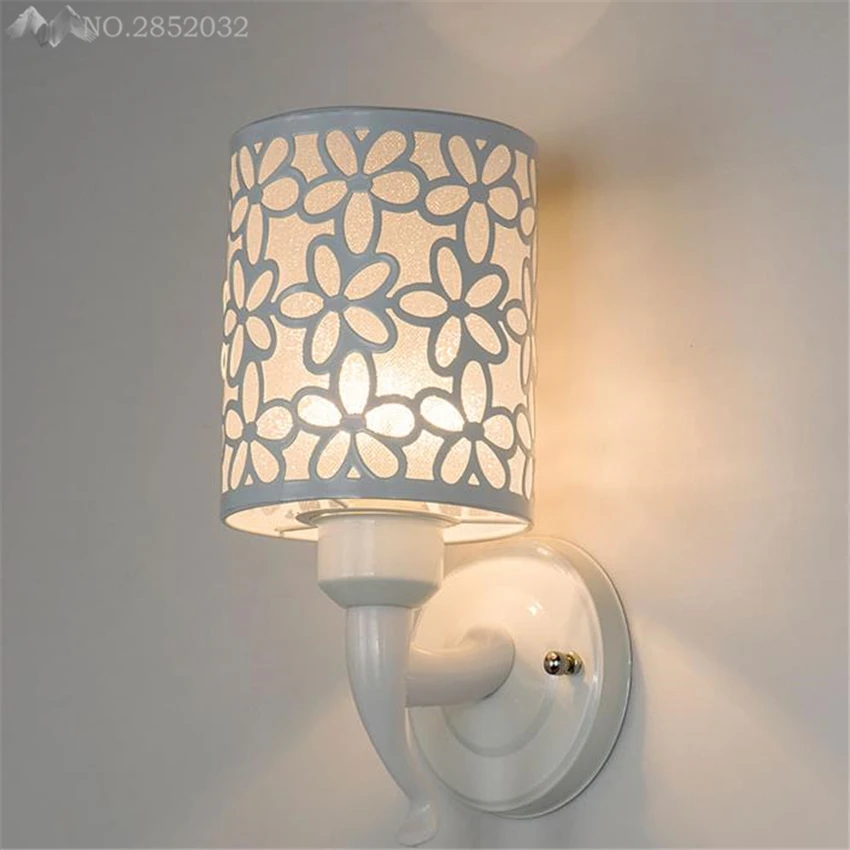 LFH European Modern Simple Flower Wall Lamps Fabric Lampshade Lights