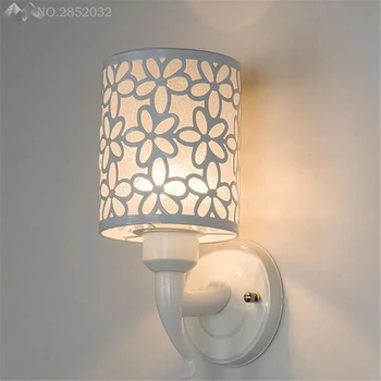 

LFH European Modern Simple Flower Wall Lamps Fabric Lampshade Lights for Bedroom Bedside Living Room Hotel Resding Decoration