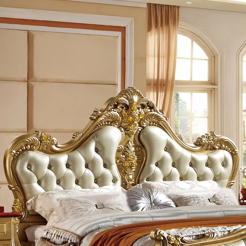 Special Offer Bedroom Set leather bed cama Para Quarto European Style Bedroom Set With Gold Carving Special Offer Bedroom Set leather bed cama Para Quarto European Style Bedroom Set With Gold Carving