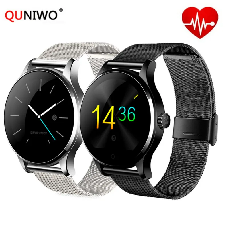 2018 QUNIWO K88H Смарт часы ips круглый экран Поддержка Спорт сердечного ритма мониторы Bluetooth SmartWatch для Apple huawei IOS Android