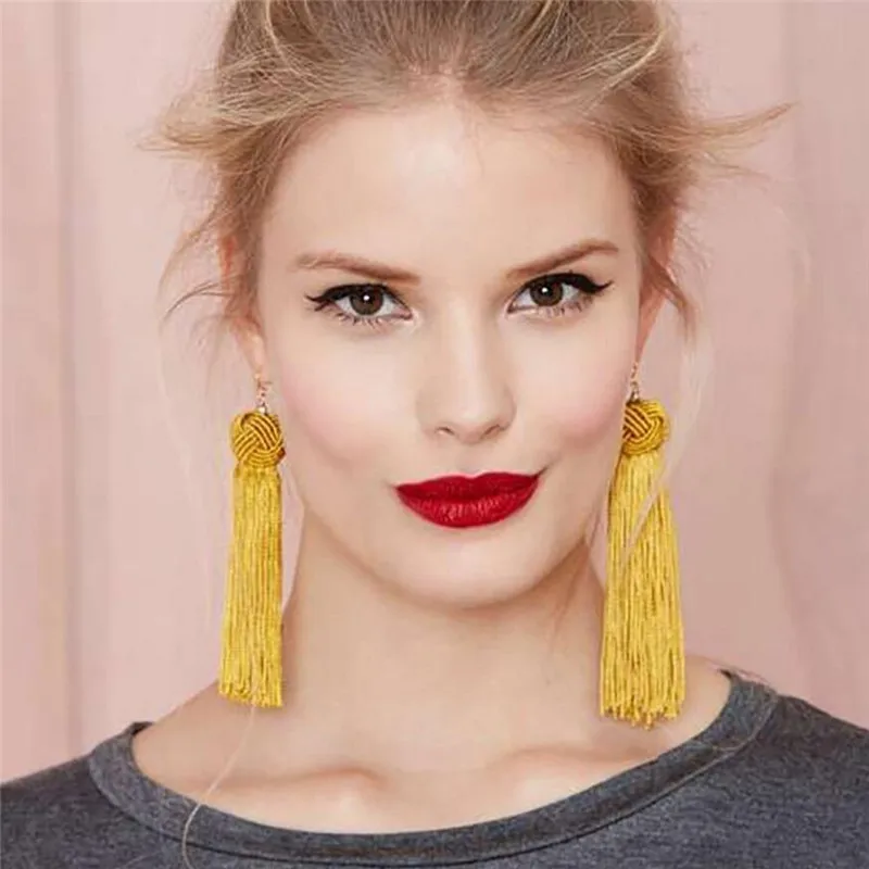 

MD Creative Women Prom Beautiful Tassel Velvet Earring Fashion Simple Unique Popular Retro Style Long Personality Earrings