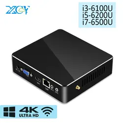 XCY мини-ПК Intel Core i7 6500U i5 6200U i3 6100U Windows 10 4 K HD мини-компьютер HDMI VGA WiFi микро неттоп персонального компьютера windows PC