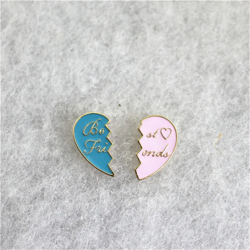 

2PCS brooch delicate heart-shaped brooch fashion personality small Collar pin Couple Boutonniere, girlfriends, brooch