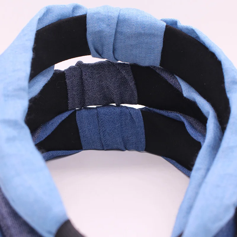 Богемный синий джинсовый ободок для волос центр завязанный головная повязка индивидуальные аксессуары для волос