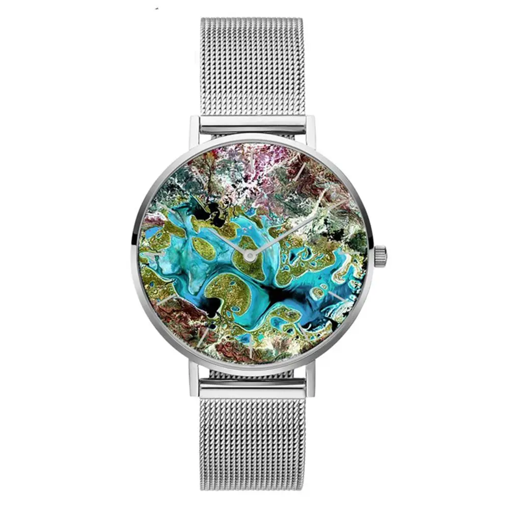 

Fashion Rose Gold Creative Coral Shell Pattern Mesh Stainless Steel Band Women Casual Quartz Wrist Watch Gift Relogio Feminino