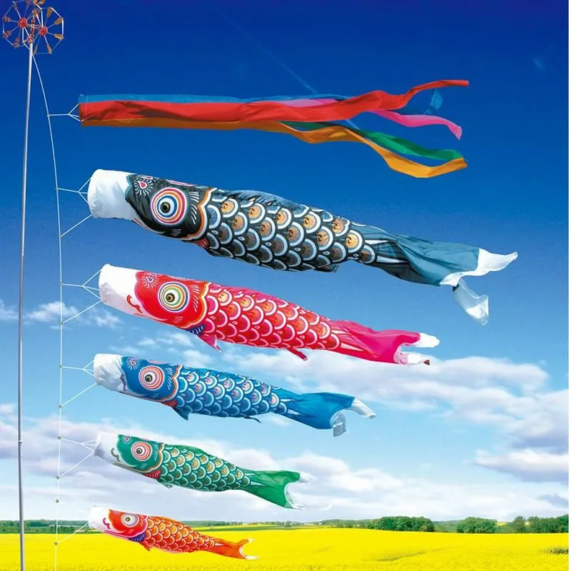 2017 New Koinobori Japanese Style Colorful Carp Wind Sock Steamer Koi