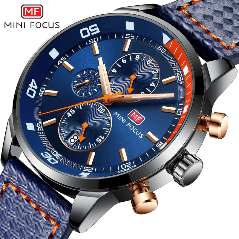 

MINIFOCUS Luxury Brand Fashion Men Watches Leather Strap Waterproof Sport Clock Men's Wristwatches Quartz Watch Wrist Male Clock