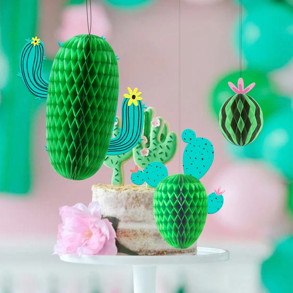 Cactus Decorations En Nid D Abeille D Ete Bricolage Decor De Fete D Anniversaire Luau Hawaien Llama Pour Fete Prenatale Et Mariage Aliexpress