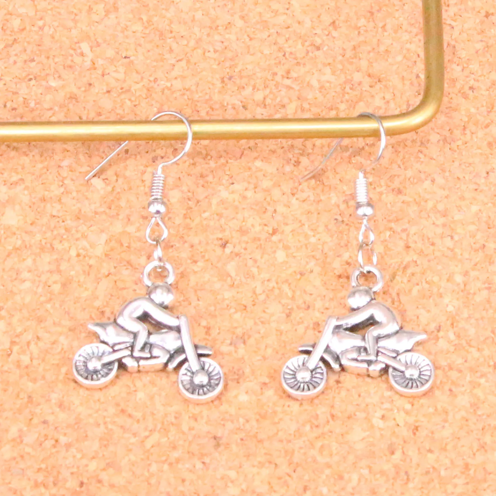 

Handmade Antique Silver Color motorcycle motorcross Charm Drop Earring for Women