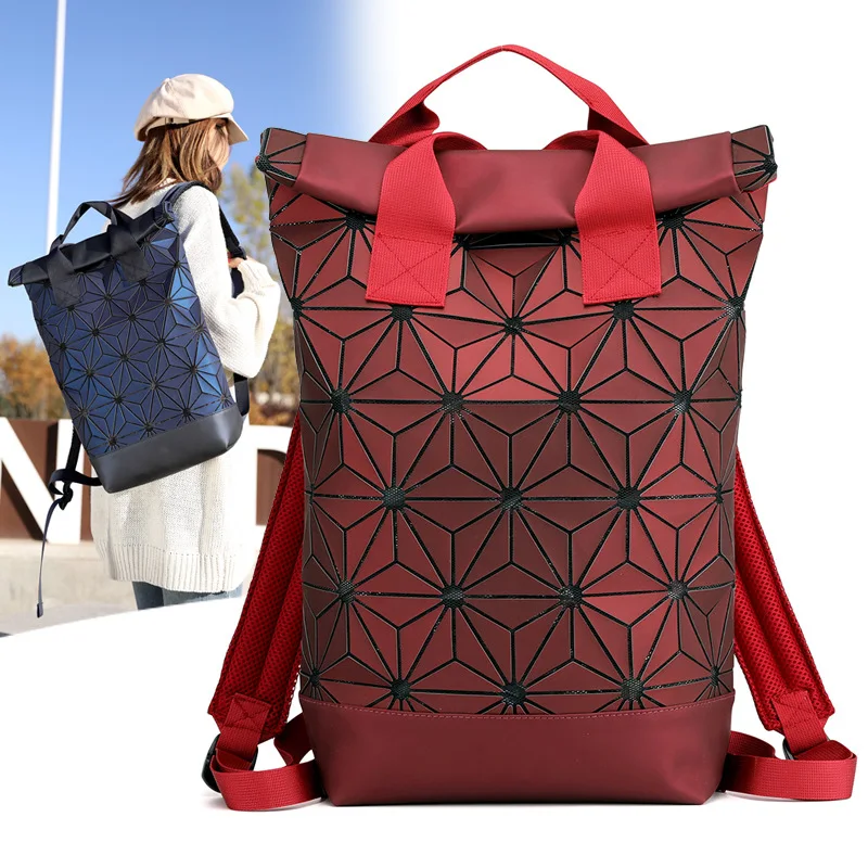 

Factory wholesale shoulder bags for men and women fashion computer bag rhomboid splicing geometric pattern backpack backpack