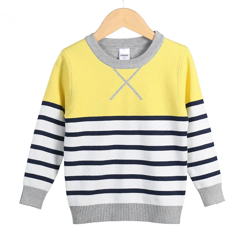Г. Осень-зима, Новое поступление, хлопковый свитер Топ, детская одежда вязаный пуловер в полоску для мальчиков и девочек, свитер От 3 до 7 лет Размер - Цвет: yellow