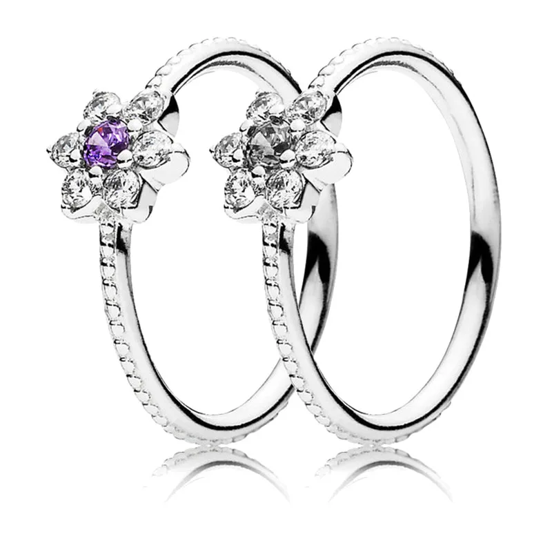 

Trendy Original Authentic 925 Sterling Silver Forget-Me-Not Feature Ring For Women Wedding Engagement Gift Fine Europe Jewelry