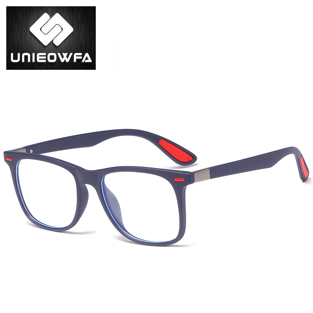 UNIEOWFA Retro Clear Glasses Frame Men Women Optical Myopia Eyewear Frame Transparent Spectacles TR90 Prescription Eyeglasses - Цвет оправы: C3 Matte Blue