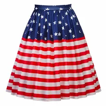 Женская юбка миди с принтом американского Флага Модные Повседневные плиссированные юбки