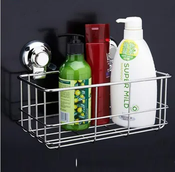 

High Quality Stainless Steel Bathroom Rack Suction Wall Shelf Storage Holder Storage Rack Deepen Design Bathroom Shower Rack