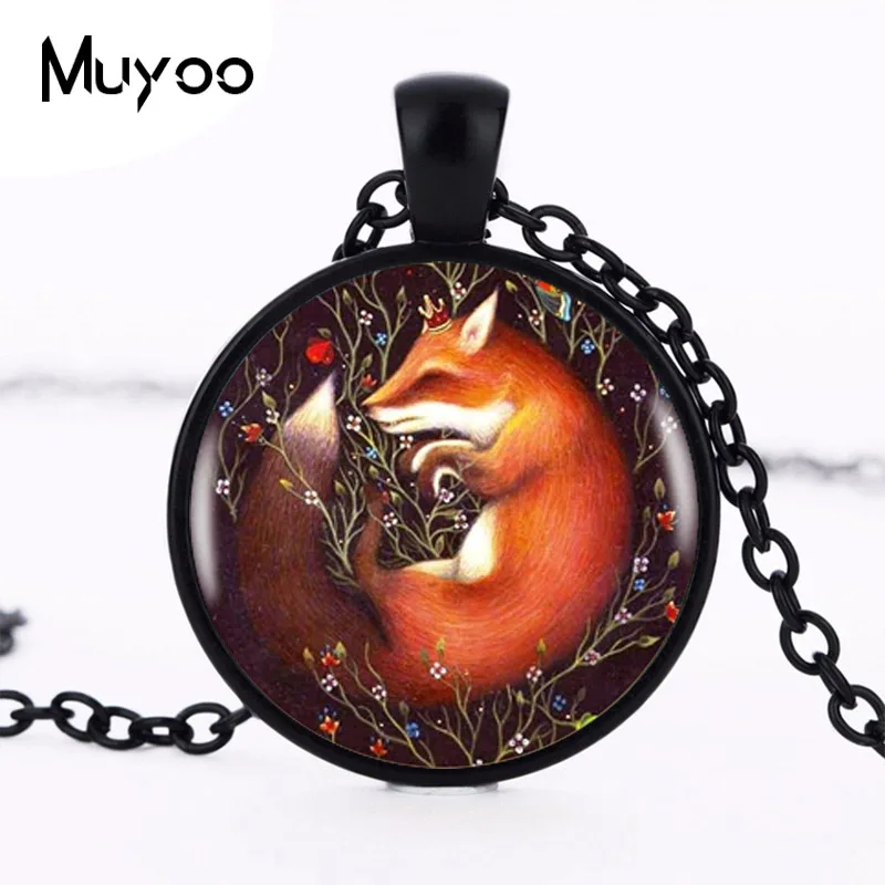 2017 Sleeping Fox In Flowers Pendant Choker Statement Silver Necklace For Women Dress Accessories Fashion Jewelry Glass HZ1