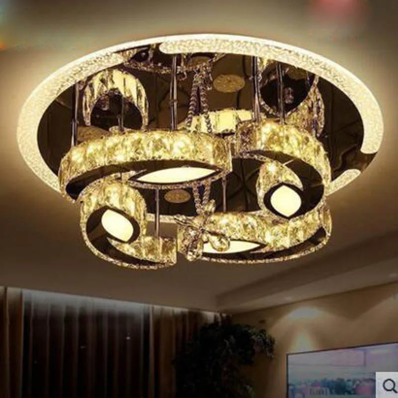

Round crystal lamp bedroom lamp led ceiling lamp warm modern minimalist restaurant room lamp atmospheric lighting led lighting