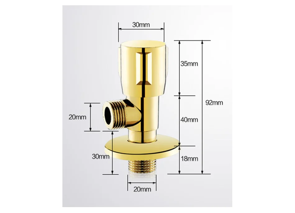 Абсолютно 1/" Мужской х 1/2" Мужской Латунный Угловой запорный клапан для ванной комнаты, золотые аксессуары для ванной комнаты, трехходовой угловой клапан YJ-7002