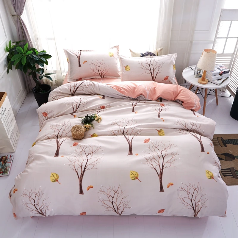 The color trees and leaves of autumn bedding sets twin full queen king