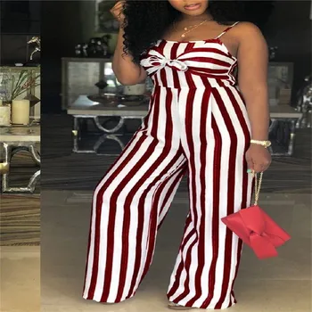 

Sexy Women Summer Spaghetti Strap Stripe Romper Bow Knot Jumpsuits Sleeveless Bodysuits Party Clubwear Casual Cool Outfit