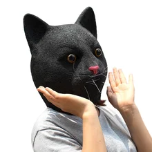 Латексная Маска Funy Full Head Black Cat; костюмы для косплея; Забавный карнавальный костюм на Хэллоуин; реквизит для фильма