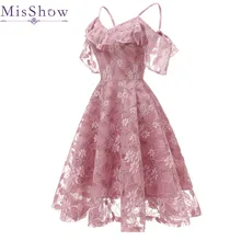 Коктейльные платья длиной до колена,, Розовое Кружевное короткое вечернее платье на тонких бретелях без рукавов, халат
