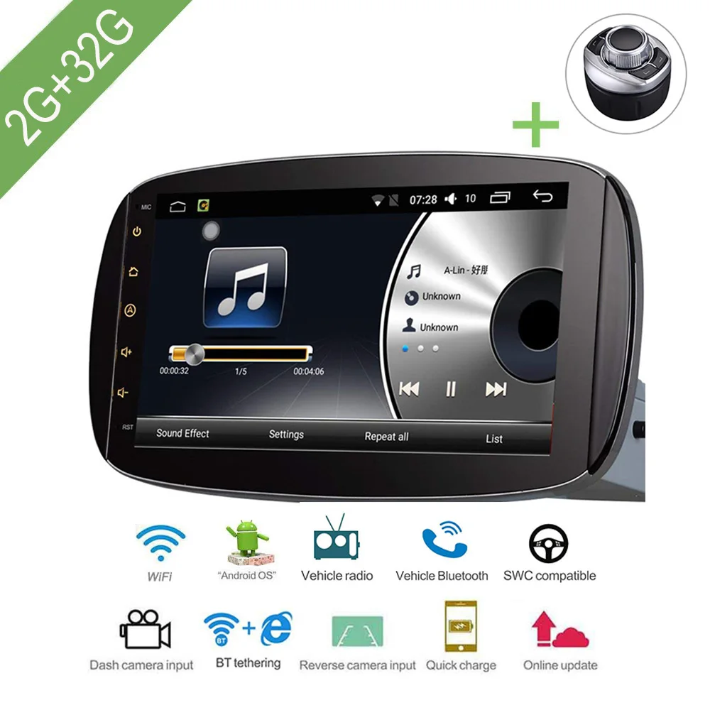 

Car Multimedia player 1 Din Android 7.1 Car DVD For Benz Smart 2016-2017 9" 2G/32G Car Radio GPS