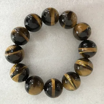 

12*16mm High Quality Natural Yellow Tiger Eye Quartz Crystal Round Bead Bracelet for love gifts.WY