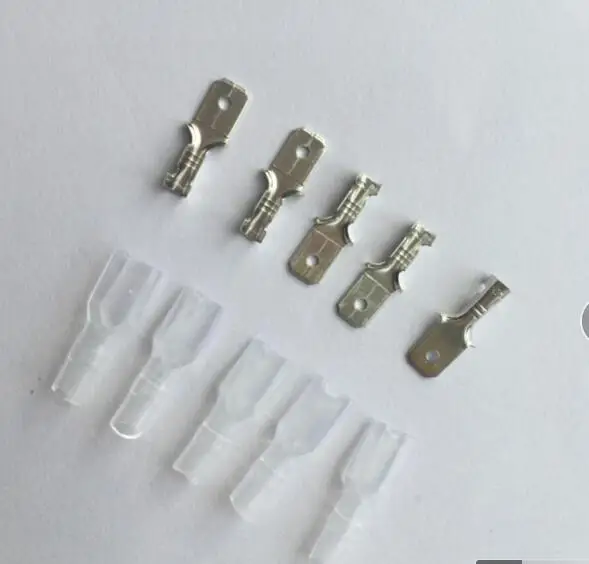 

50sets 6.3 mm with transparent sheath inserted spring 6.3mm male connector terminal Faston with insulator for wire
