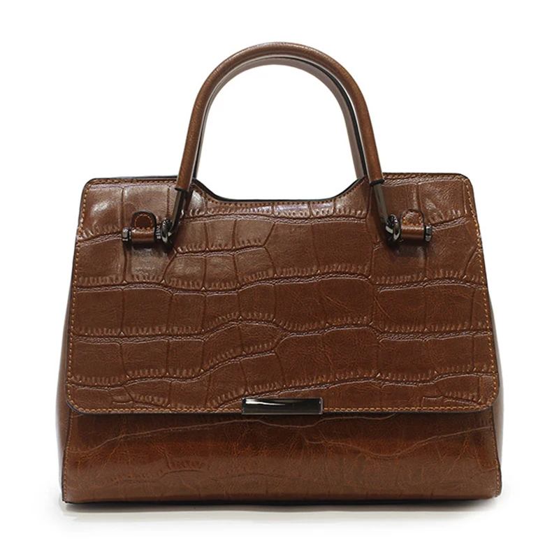 

New Women Genuine Leather Shoulder Messenger Crossbody Bags Crocodile Pattern Natural Skin Fashion Top Handle Bag Tote Handbag